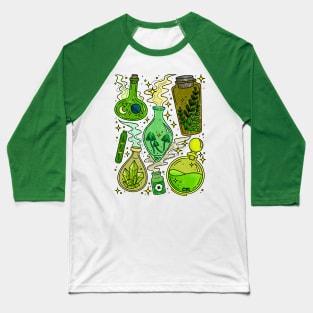 Witchy Potion Bottles Green Baseball T-Shirt